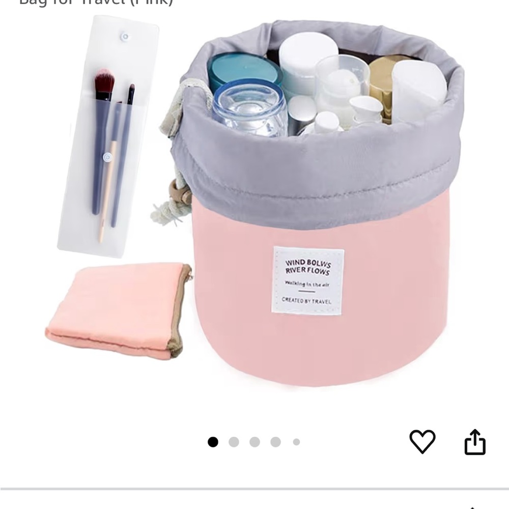 Pink and Gray Travel Cosmetic Bag